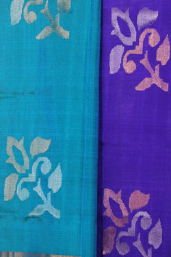 Collection of Uppada Silk Teal Blue Saree With Jamdani Pallu in a gallery layout