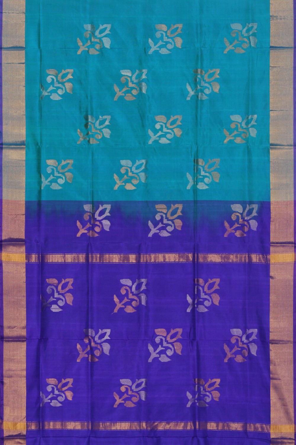 Collection of Uppada Silk Teal Blue Saree With Jamdani Pallu in a gallery layout