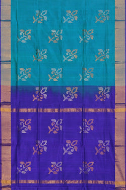 Collection of Uppada Silk Teal Blue Saree With Jamdani Pallu in a gallery layout