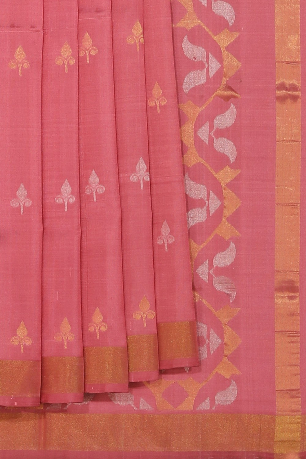 Collection of Uppada Silk Pink Saree With Jamdani Pallu in a gallery layout