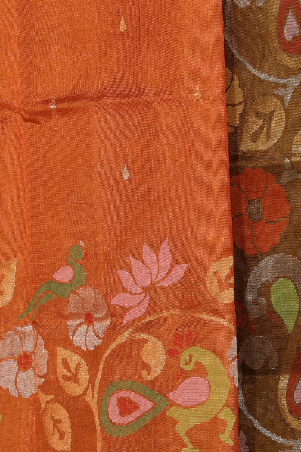 Uppada Silk Coral Orange Saree