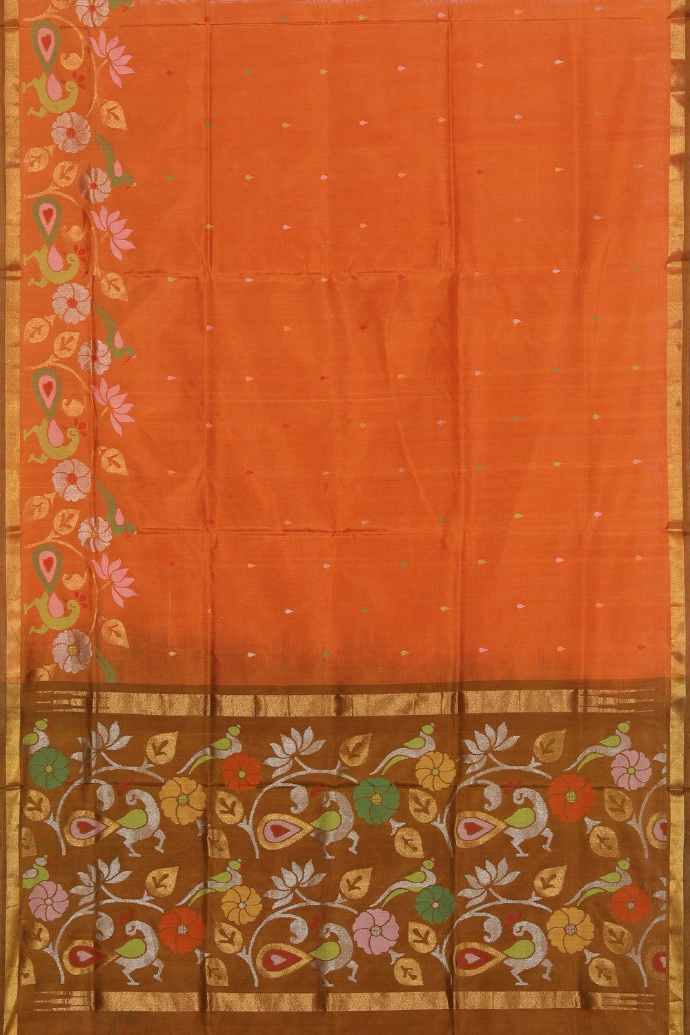 Uppada Silk Coral Orange Saree