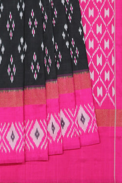 Collection of Pochampally Ikat Silk Black Saree in a gallery layout