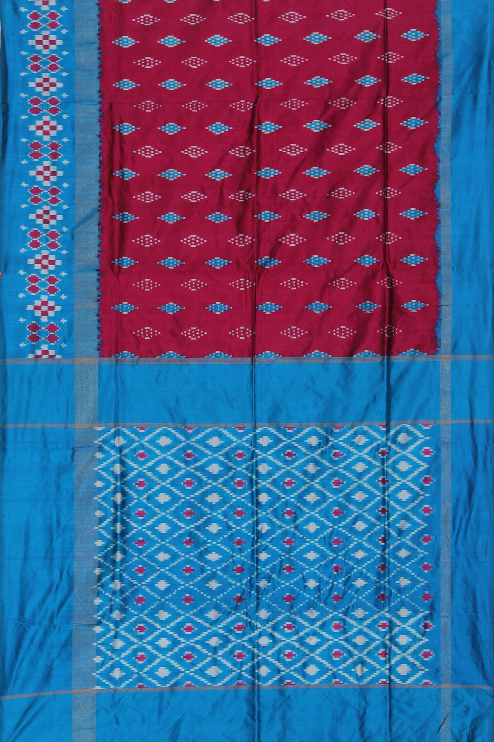 Collection of Pochampally Ikat Silk Plum-Pink Saree in a gallery layout