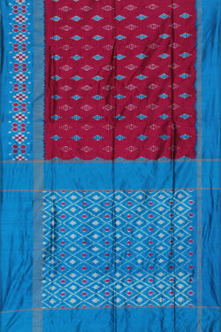 Collection of Pochampally Ikat Silk Plum-Pink Saree in a gallery layout