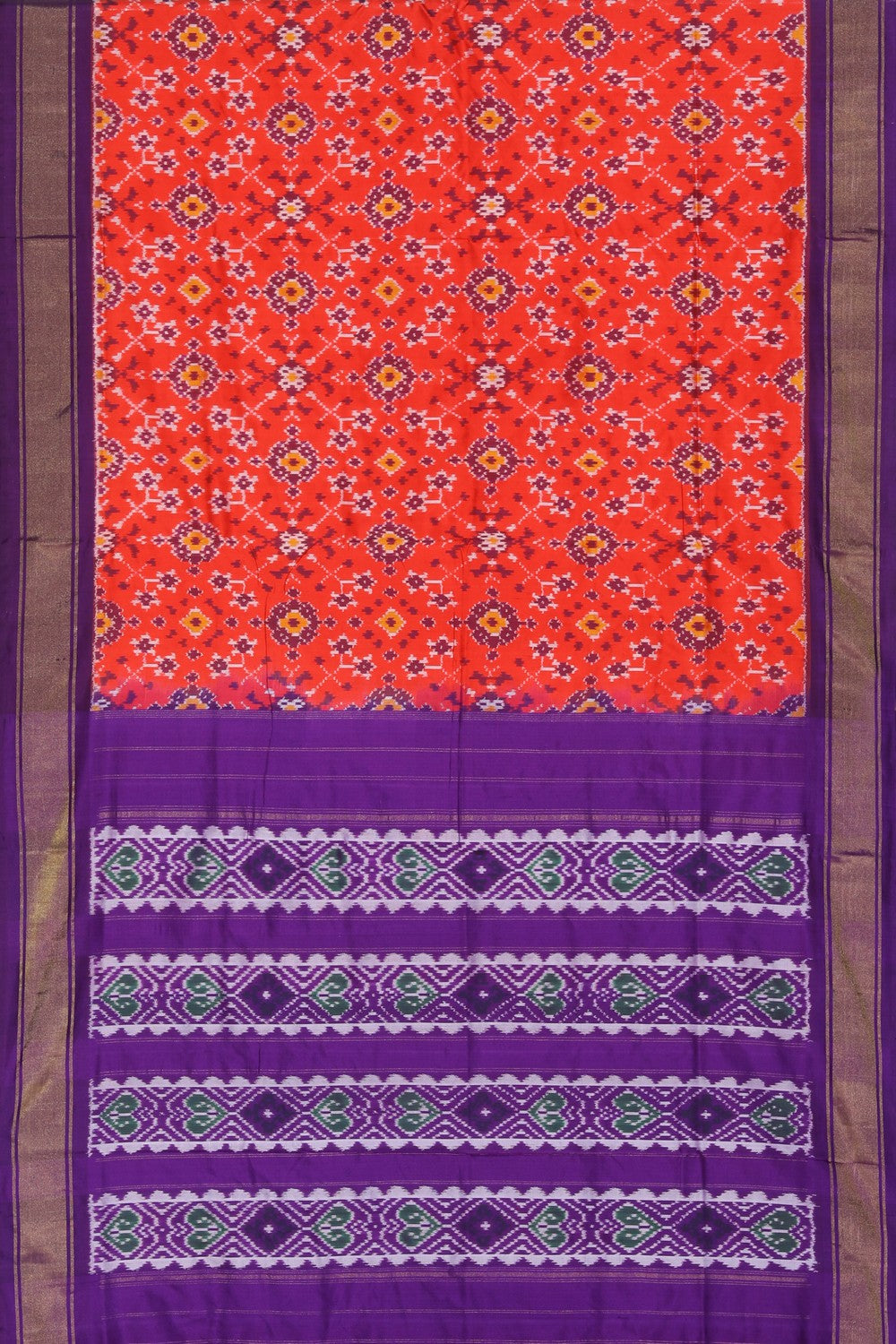 Collection of Pochampally Ikat Silk Orange Saree in a gallery layout