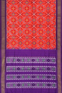 Collection of Pochampally Ikat Silk Orange Saree in a gallery layout