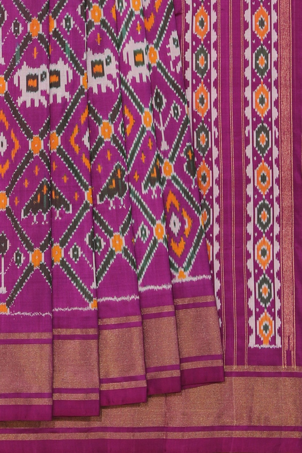 Collection of Pochampally Ikat Silk Purple Saree in a gallery layout