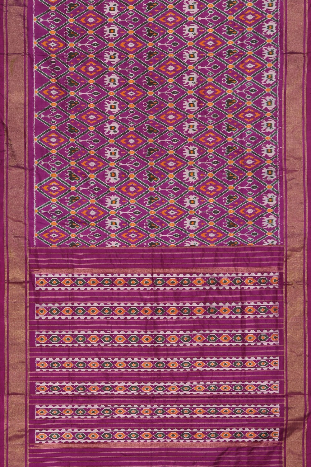 Collection of Pochampally Ikat Silk Purple Saree in a gallery layout