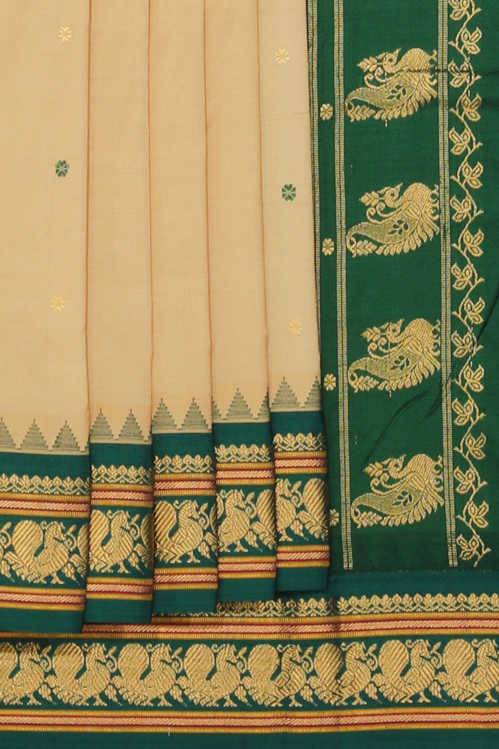 Collection of Narayanpet Pure Silk Beige Saree in a gallery layout