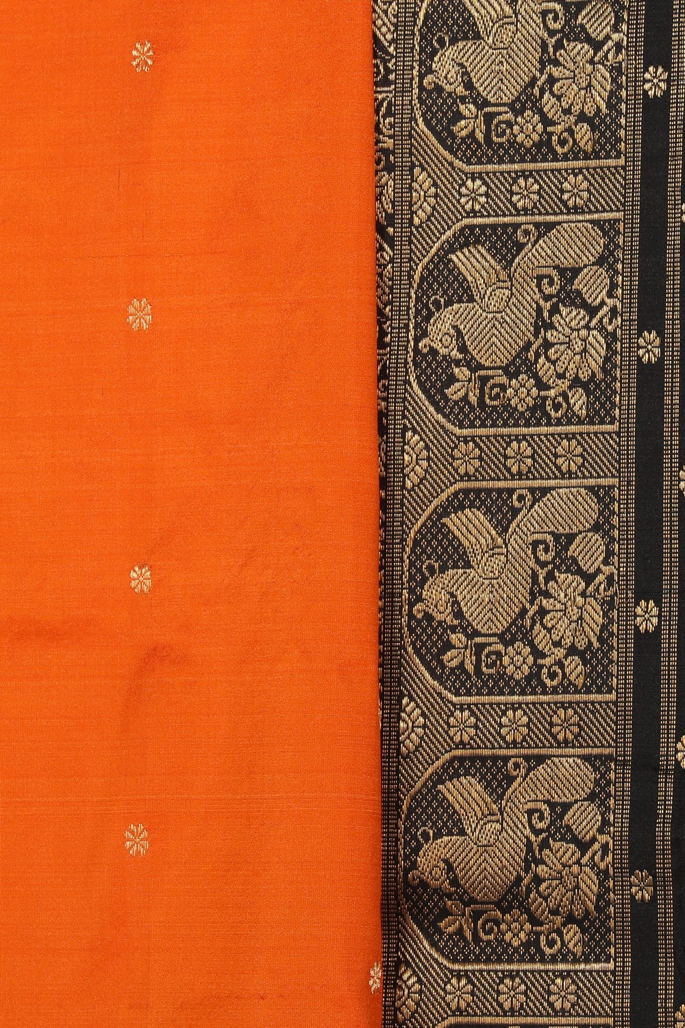 Collection of Narayanpet Pure Silk Orange Saree in a gallery layout