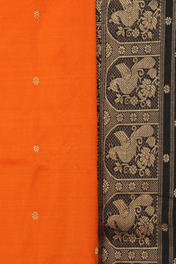 Collection of Narayanpet Pure Silk Orange Saree in a gallery layout