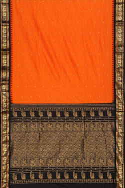 Collection of Narayanpet Pure Silk Orange Saree in a gallery layout