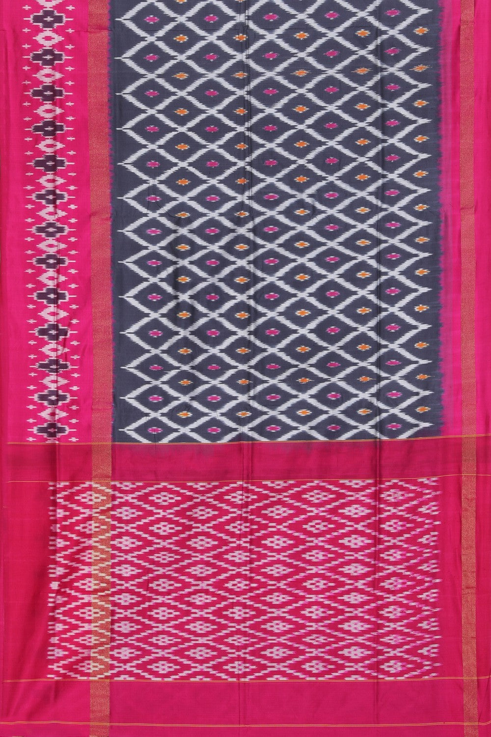 Collection of Pochampally Ikat Silk Grey Saree in a gallery layout