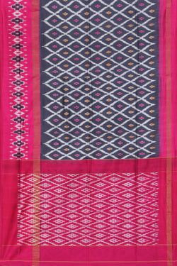 Collection of Pochampally Ikat Silk Grey Saree in a gallery layout