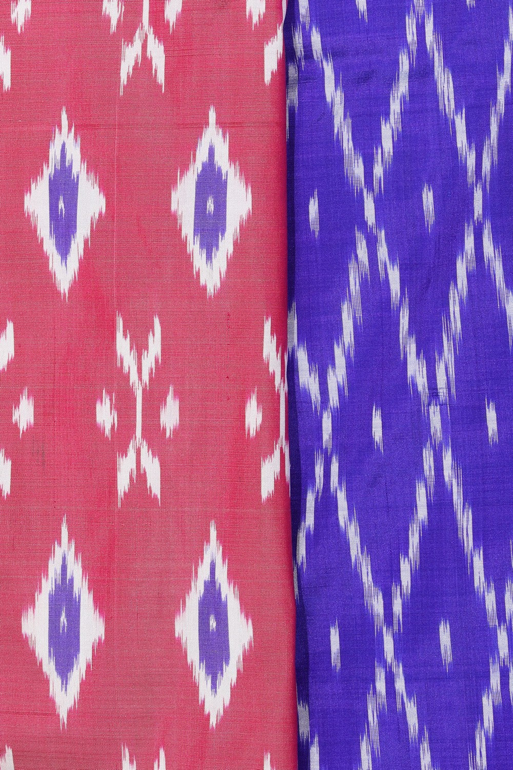 Collection of Pochampally Ikat Silk Onion-Pink Saree in a gallery layout