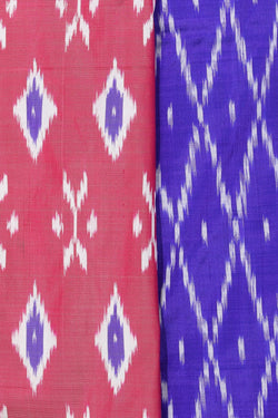 Collection of Pochampally Ikat Silk Onion-Pink Saree in a gallery layout