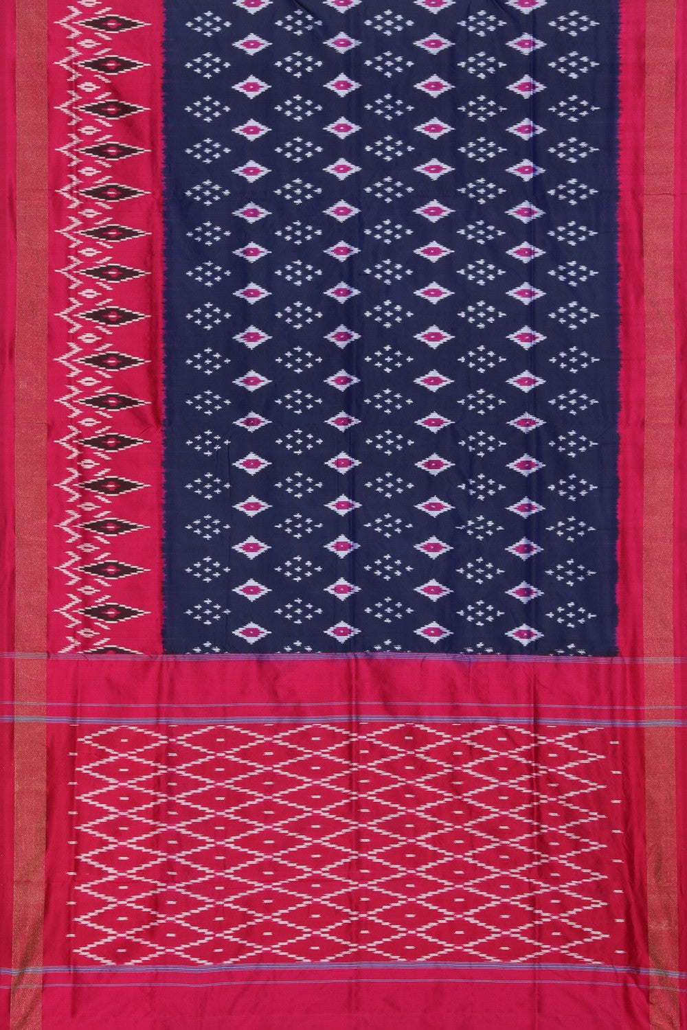 Collection of Pochampally Ikat Silk Navy Blue Saree in a gallery layout