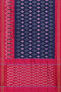 Collection of Pochampally Ikat Silk Navy Blue Saree in a gallery layout