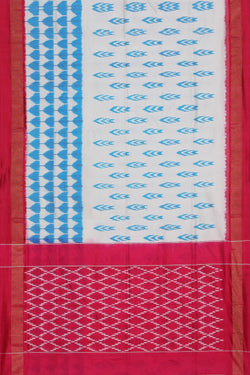 Collection of Pochampally Ikat Silk White Saree in a gallery layout