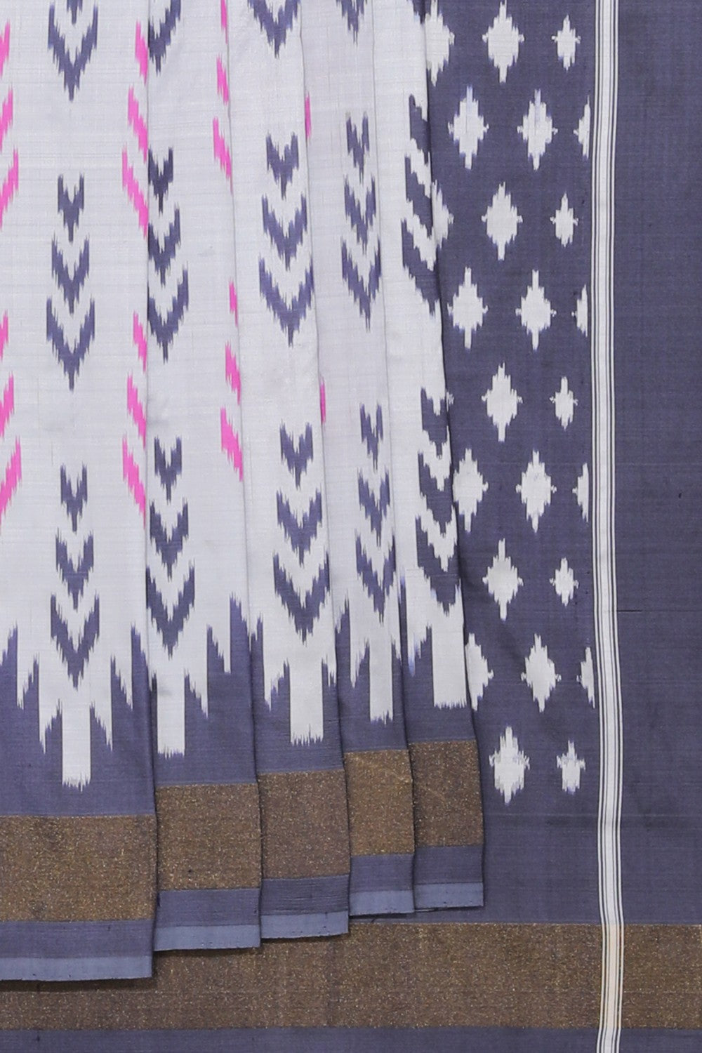 Collection of Pochampally Ikat Silk Grey Saree in a gallery layout