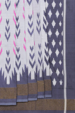 Collection of Pochampally Ikat Silk Grey Saree in a gallery layout