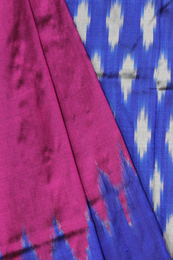 Collection of Pochampally Ikat Silk Plum-Pink Saree in a gallery layout