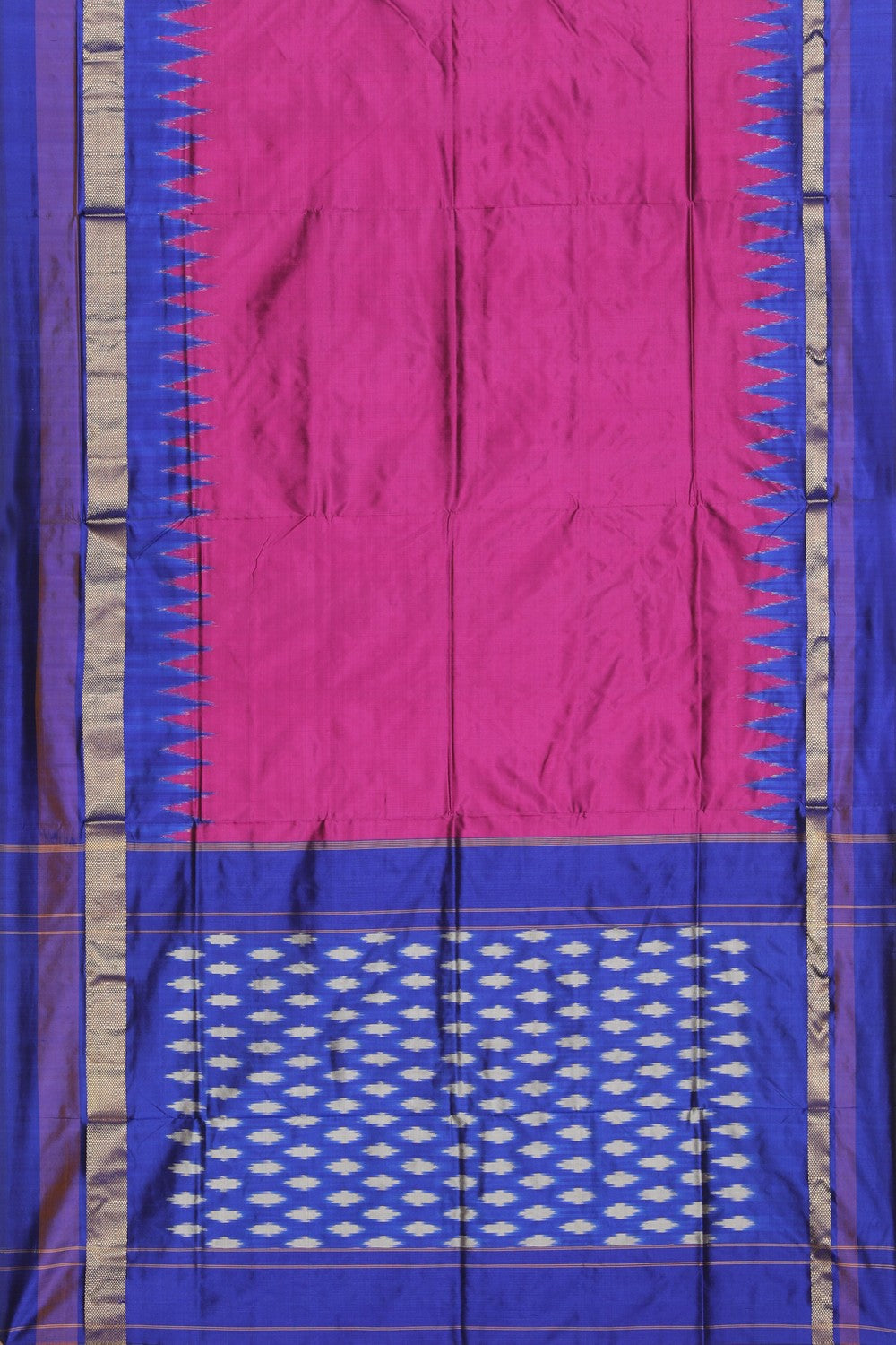 Collection of Pochampally Ikat Silk Plum-Pink Saree in a gallery layout