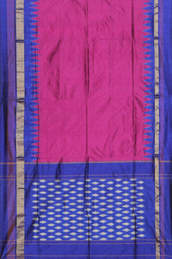 Collection of Pochampally Ikat Silk Plum-Pink Saree in a gallery layout