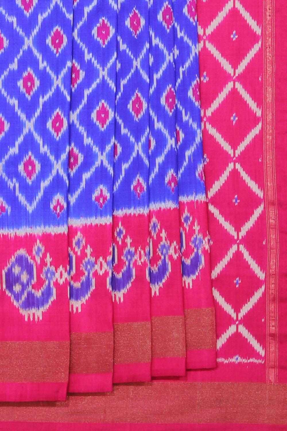 Collection of Pochampally Ikat Silk Royal Blue Saree in a gallery layout