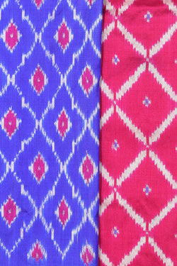 Collection of Pochampally Ikat Silk Royal Blue Saree in a gallery layout