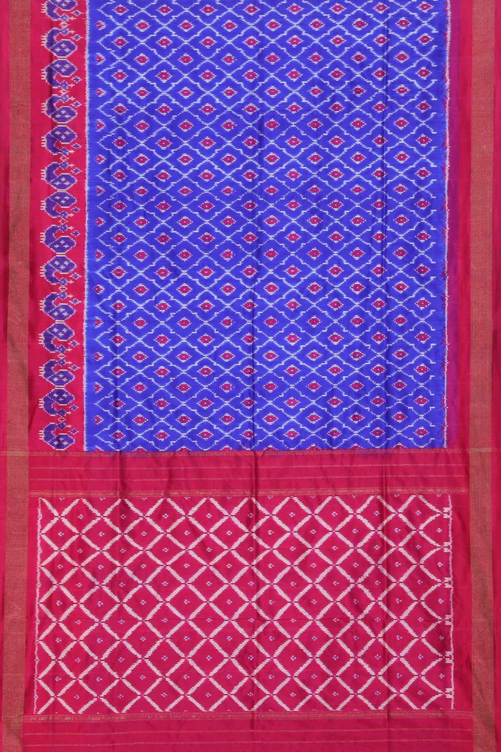 Collection of Pochampally Ikat Silk Royal Blue Saree in a gallery layout