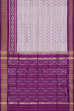 Collection of Pochampally Ikat Silk White Saree in a gallery layout