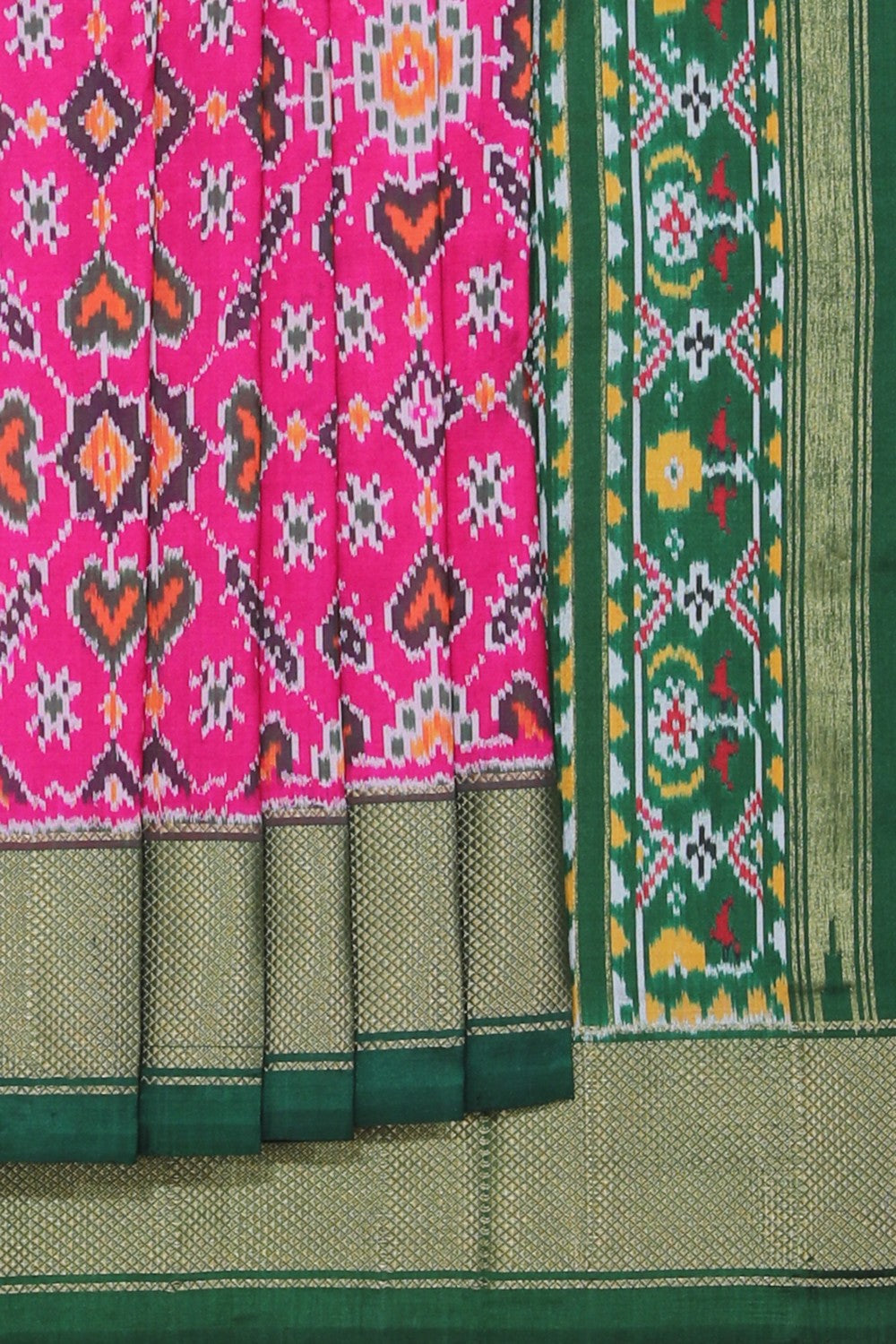 Collection of Pochampally Ikat Silk Pink Saree in a gallery layout