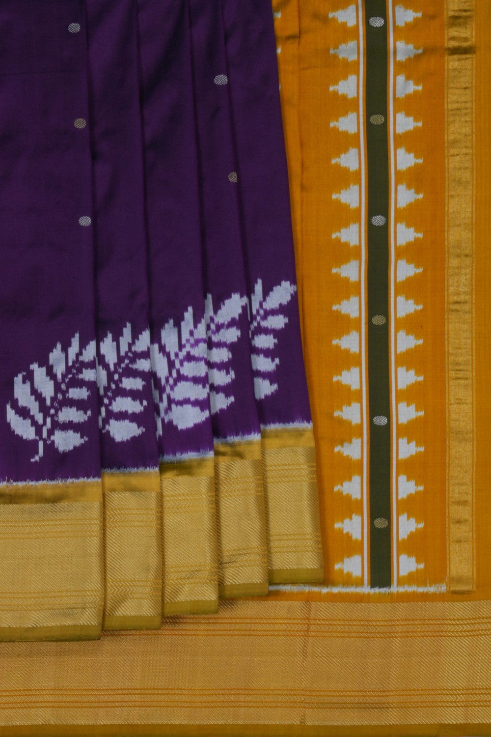Purple - Mercerised Cotton Handloom Pochampally Ikat Saree 13 main image 1