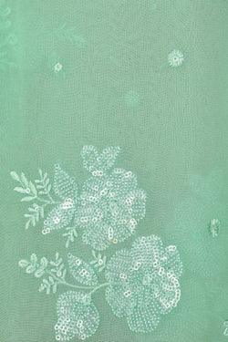 Image of Georgette Embroidery Sea Green Saree