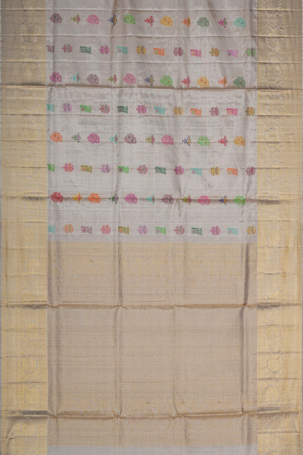 Image of A Classy Off-White Kanjivaram Silk Saree