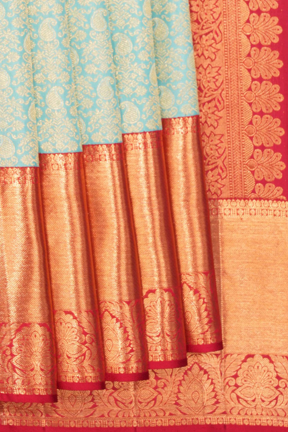 Image of Kanchipattu Brocade Turquoise Blue Saree