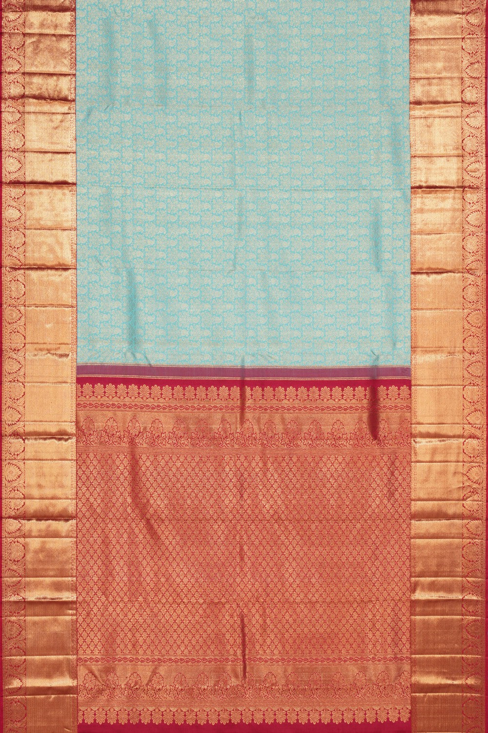 Kanchipattu Brocade Turquoise Blue Saree