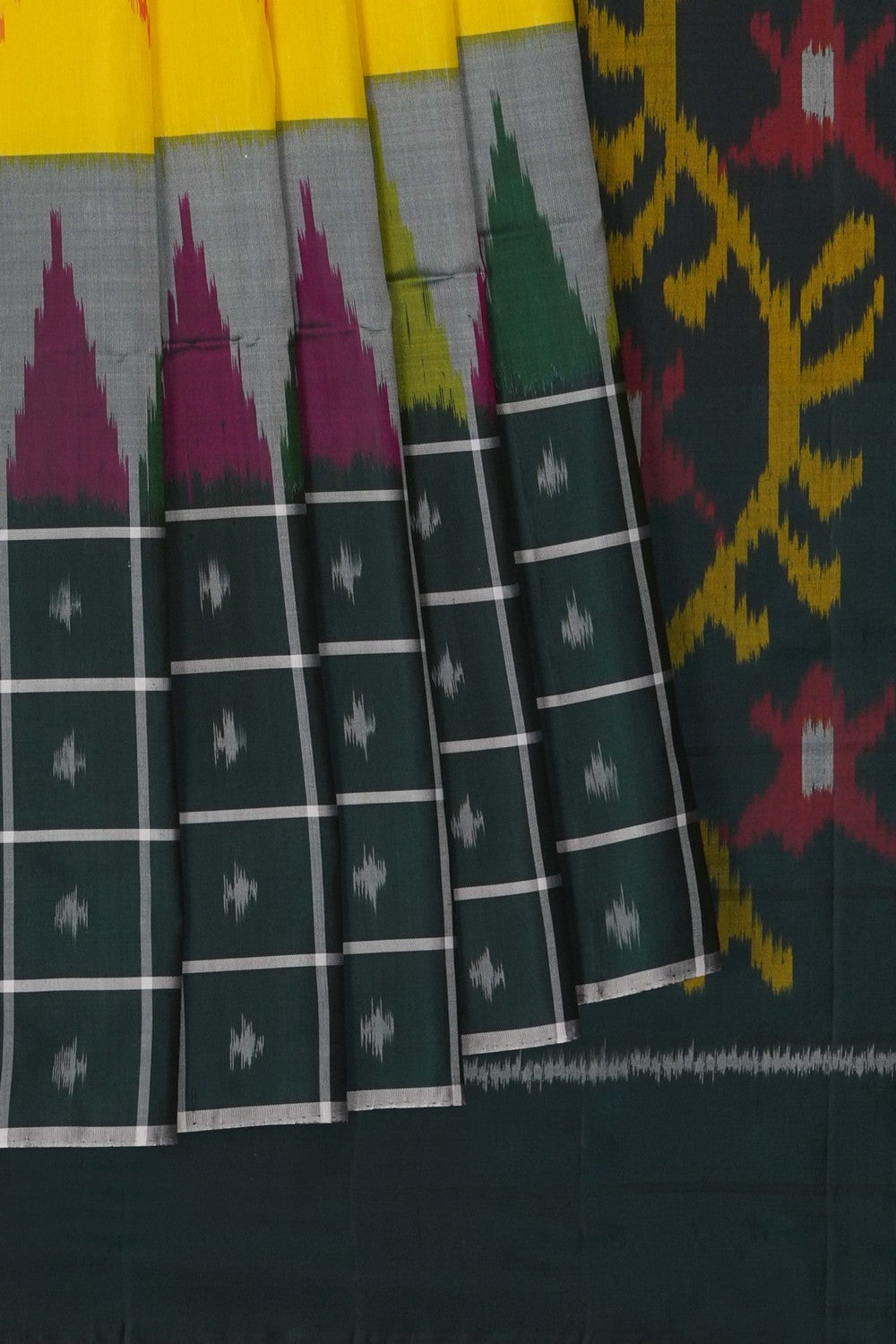 Image of South Silk Ikat Fusion Saree