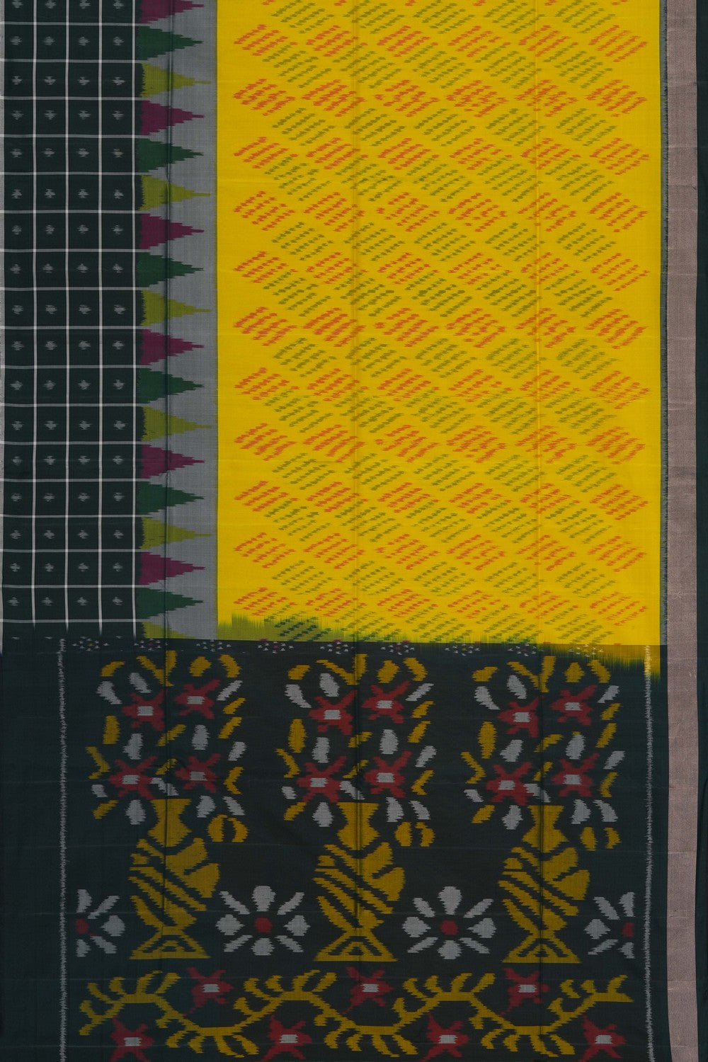 Image of South Silk Ikat Fusion Saree