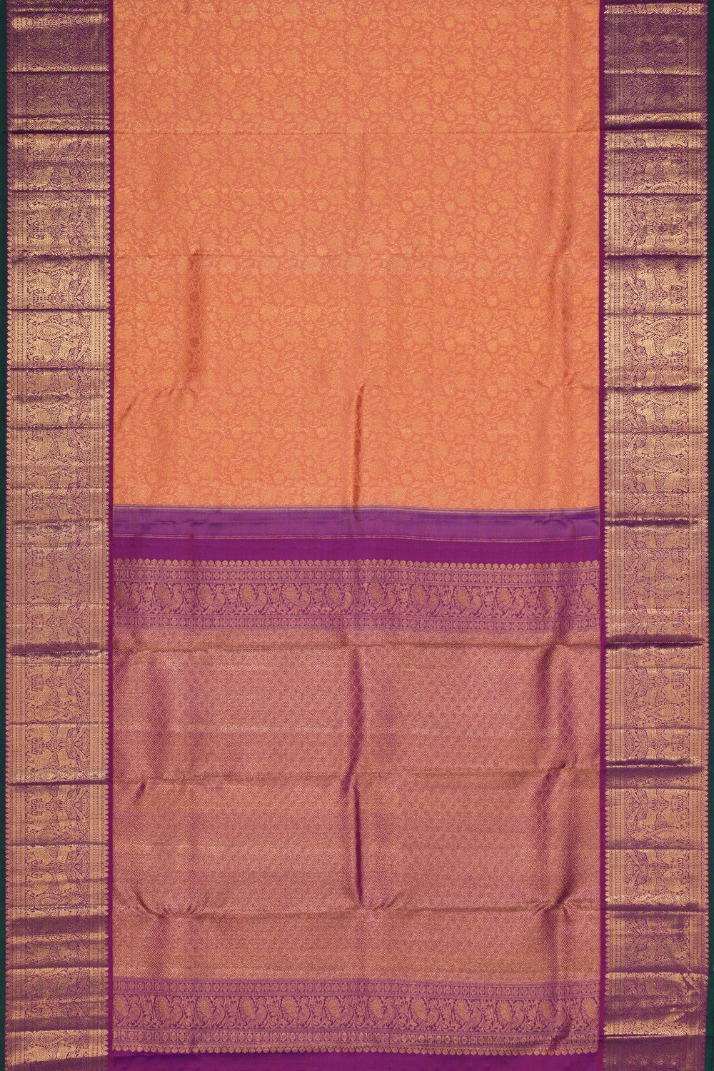 Kanchipattu Brocade Peach Saree