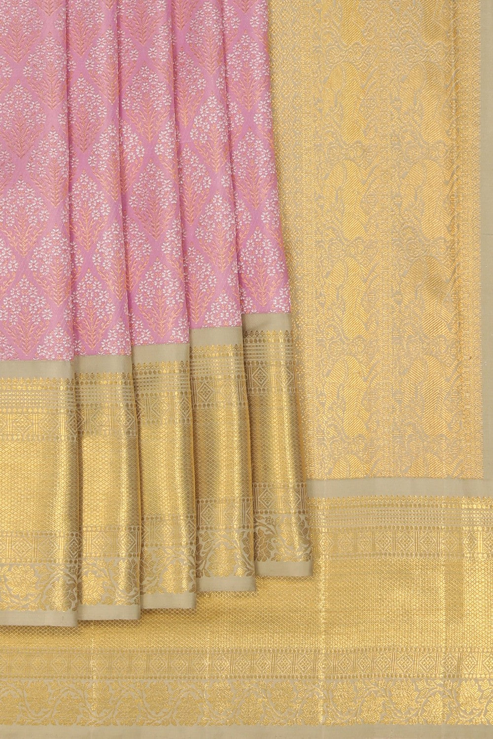Kanchi Silk Brocade Lavender Pink Saree