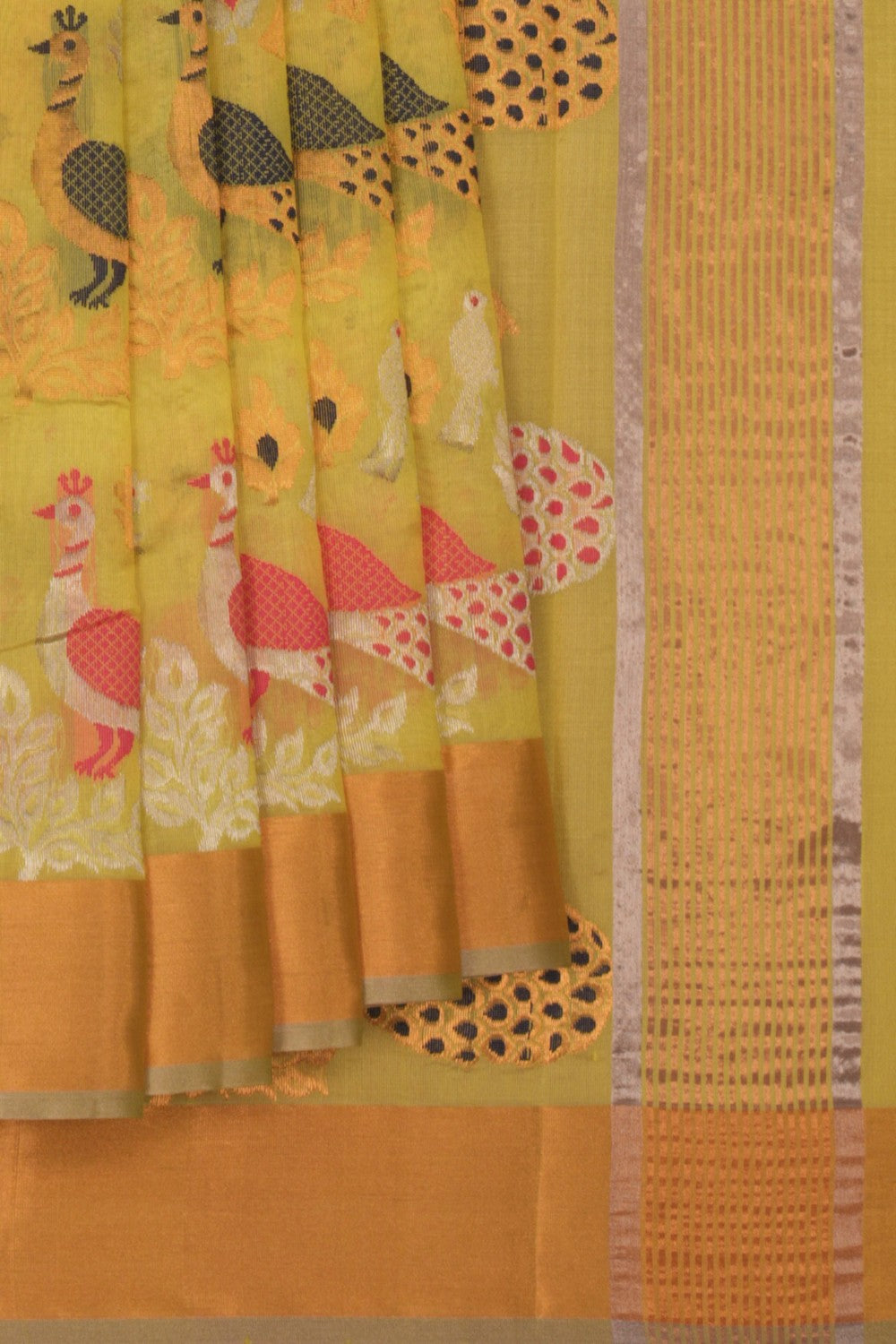 Image of Chanderi Spring Yellow Saree