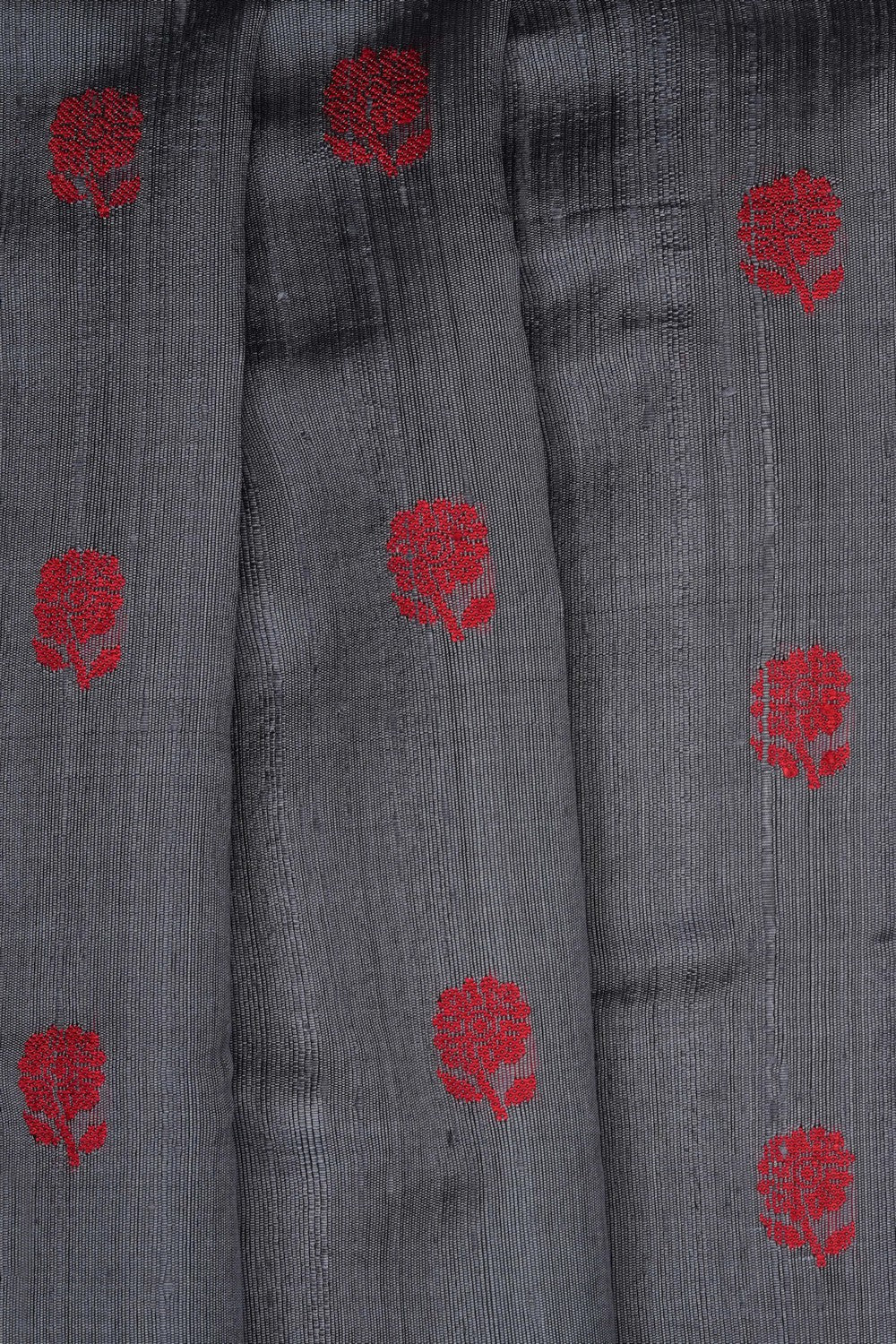Image of Grey Dupion Silk Saree