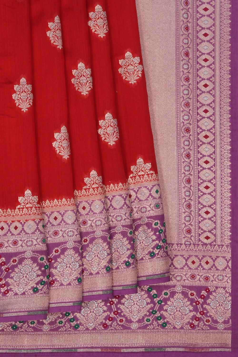 Image of Banarasi Dupion Silk Red Saree