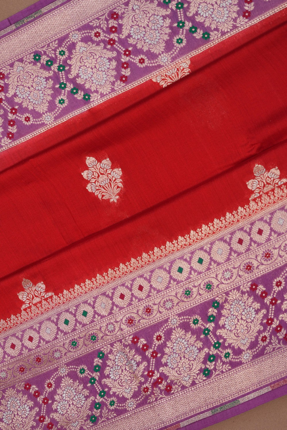 Image of Banarasi Dupion Silk Red Saree