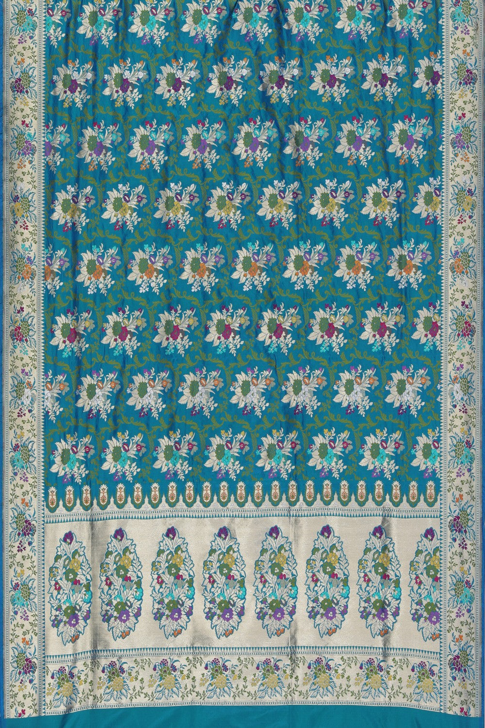 Banarasi Katan Silk Teal Blue Saree