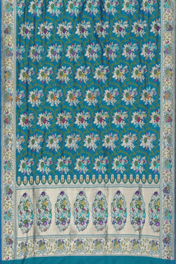 Image of Banarasi Katan Silk Teal Blue Saree