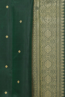 Collection of Kanchipuram Silk Bottle Green Saree in a gallery layout